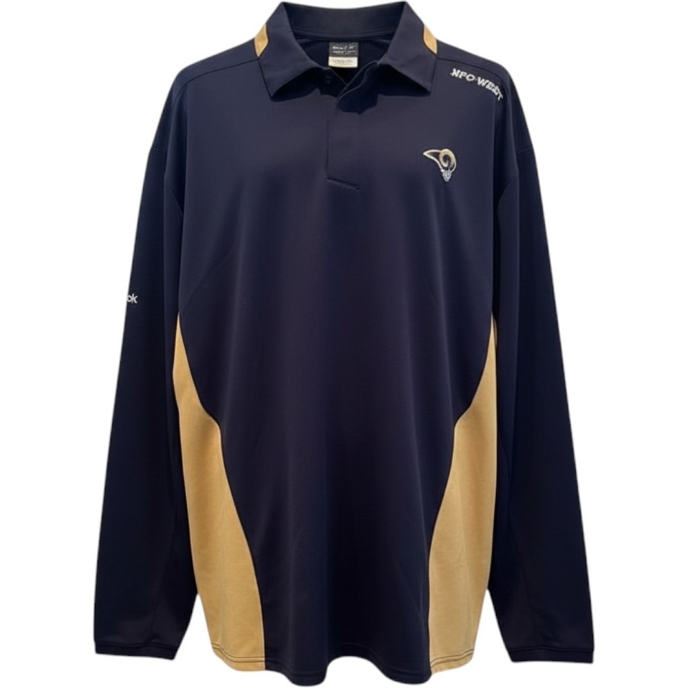Reebok LA Rams Embroidered Polo Mens XL Navy Blue NFL NFC West Long Sleeve